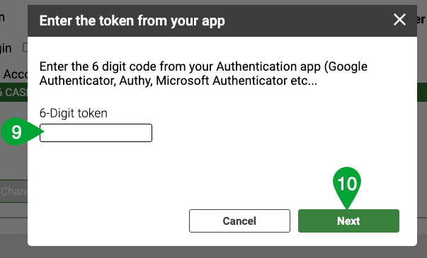 How can I connect an authenticator app to CASHet?